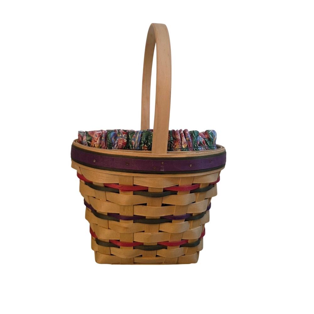 VTG Handwoven Longaberger 1996 10th Edition Easter Basket Purple Egg Liner Rare